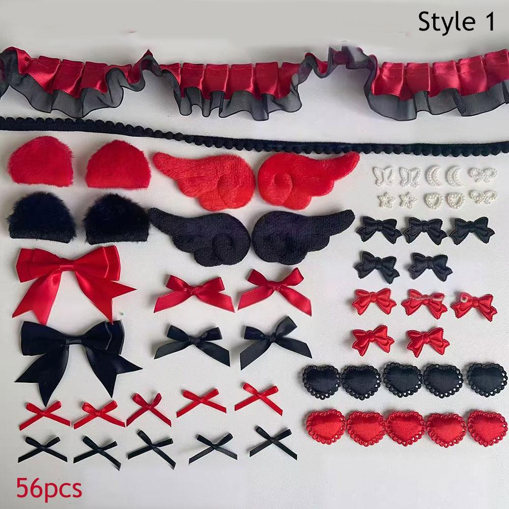 Colorful Material Pack Set DIY Plush Ear Handmade Material Pack Pink Bow Lace Pain Bag Card Cover Decoration 111pcs Material Kit