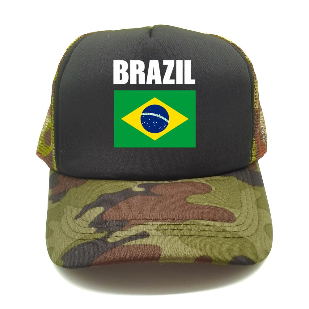Brazil Flag Trucker Hat Adult Adjustable Mesh Net Country Fans Baseball Cap Unisex Women Hip Hop Dad Gift Hat