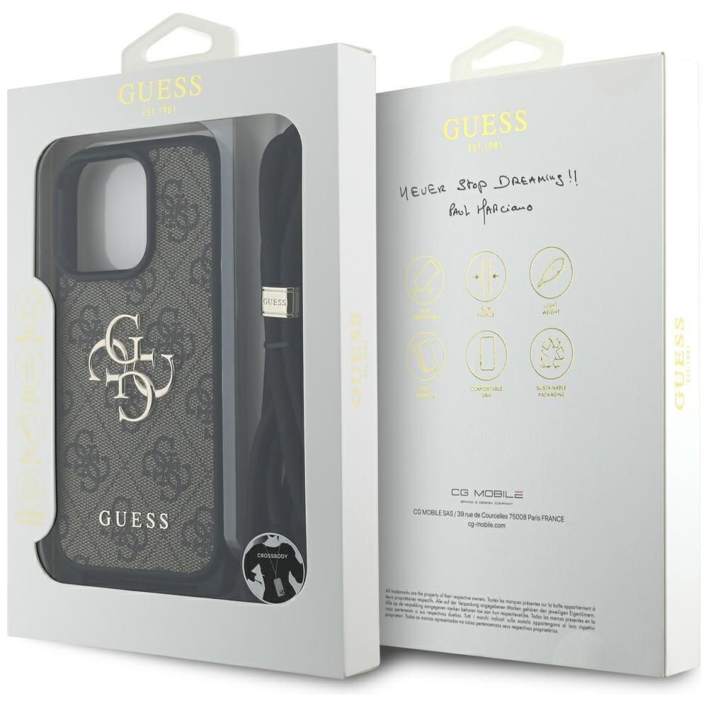 Custodia per iPhone 16 Pro Max Guess a Tracolla Marrone