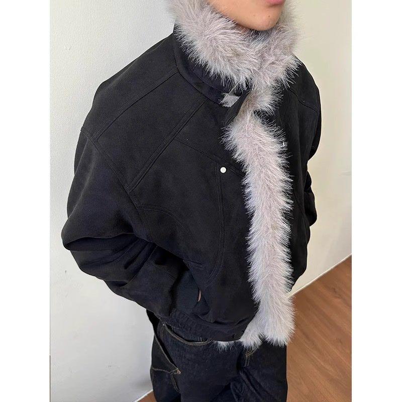 

Men s 2025 Mountain Carving Cotton Jacket with Fur Collar – Simple Clean Fit L