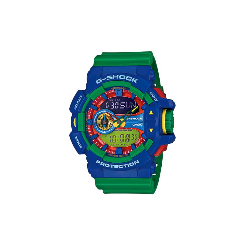 

Casio CASIOG-SHOCK YOUTH series Lego toys with colorful contrasting colors, shockproof, antimagnetic, waterproof, sports, quartz movement, GA-400-2ADR синий