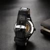 Relógio Automático Negócios Pulseira de Couro Masculino Aço Inoxidável Números Romanos Luminoso Estilo Engrenagem Formal Uso Diário À Prova d'Água Resistente à Chuva Presente