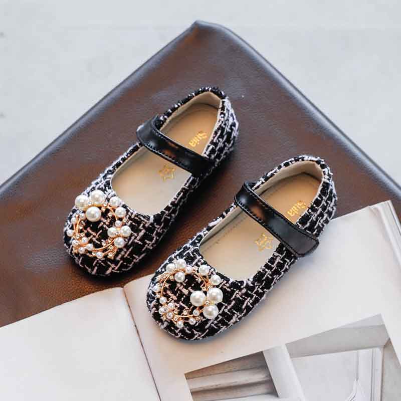 Girl'S Leisure Shoes Autumn Spring Korean Style Pearl Designer Children'S Princess Sneakers Baby Toddler Kids Flat Dress Shoes