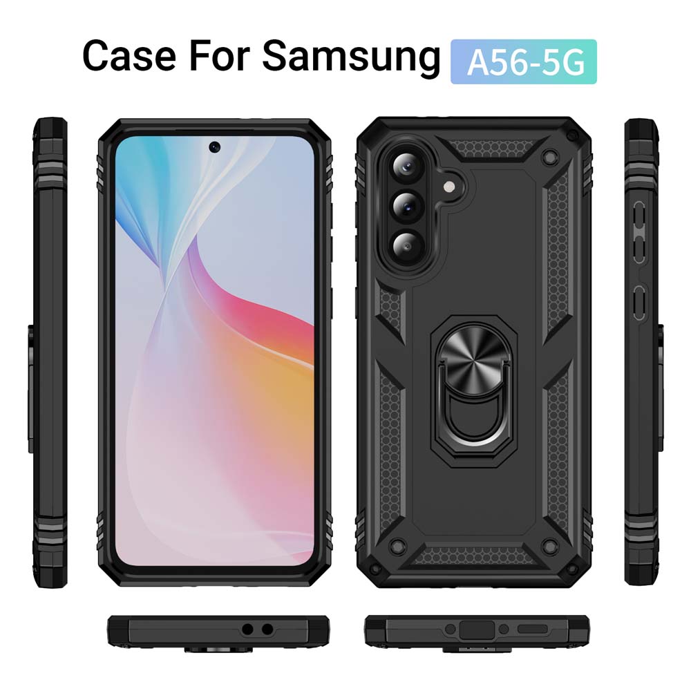 High End Armor Car Magnetic Phone Case for Samsung Galaxy A57 A37 A27 A17 A07 A56 A36 A26 5G Metal Ring 360° Rotatable Bracket Shockproof Bumper Cover