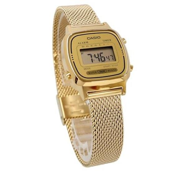 CASIO wristwatch ladies digital design LA670WEMY-9 gold mesh band overseas model