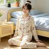Japanese cute cartoon pajamas women's spring and autumn imitation cotton long-sleeved soft girl casual loungewear suit can be worn outside