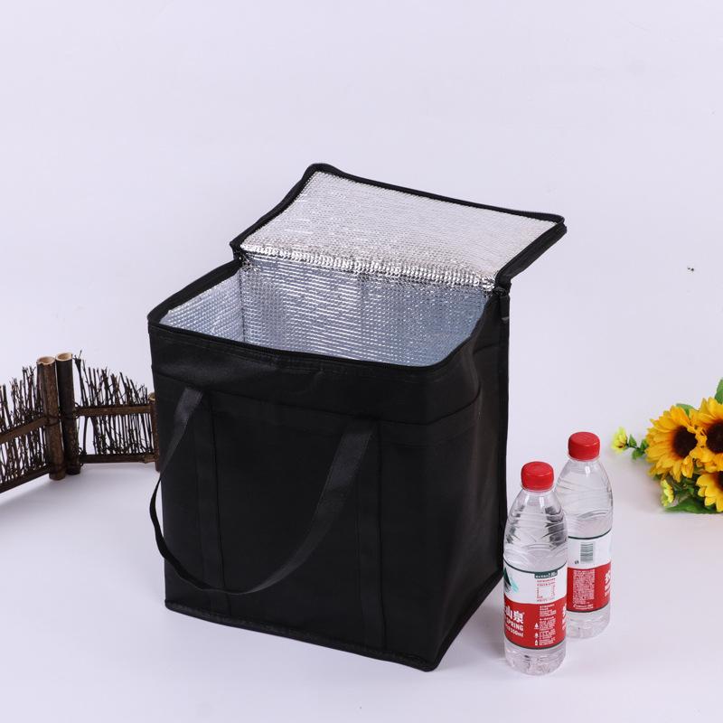 

Large Insulated Non-woven Lunch Bag with Long Handle, Fresh-keeping, Car-mounted Ice Pack Bento Bag Small 33*20.5*35.5 cm*Black*Non-woven Fabric