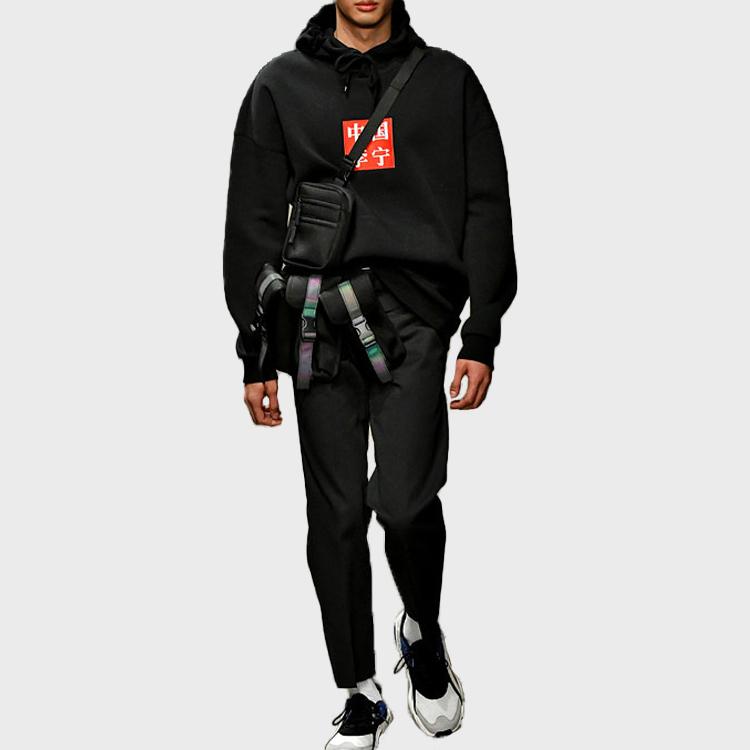 Li Ning Tiger Crane Dual Form Printed Hoodie Men Tops Black AWDN925-2