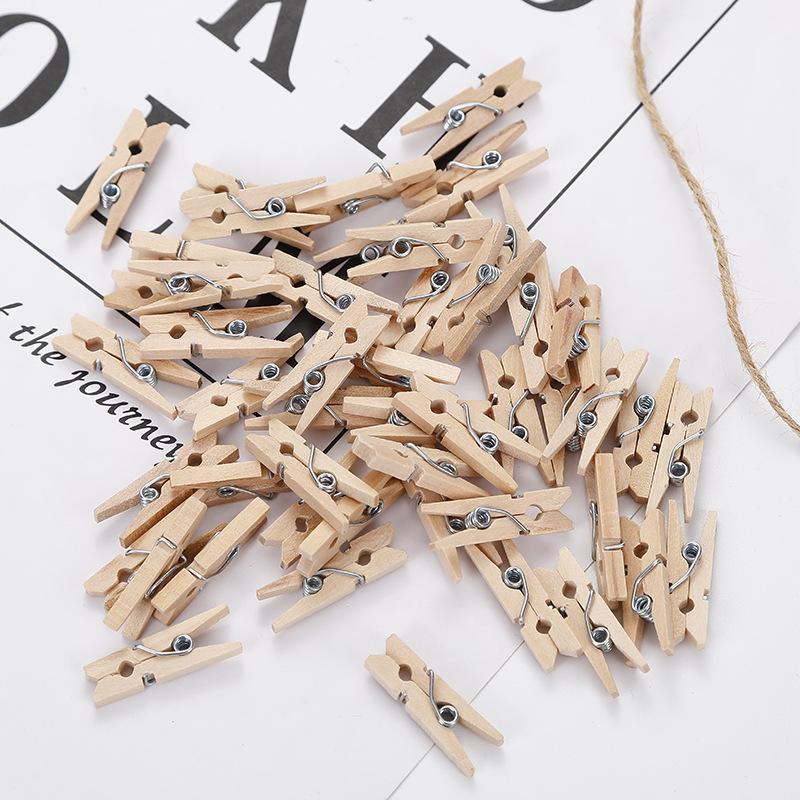 100 stücke Mini 25mm Natürliche Holz Clips Foto Clips Wäscheklammer DIY Hochzeit Party Holz Clip Clips Pegs Dropshipping
