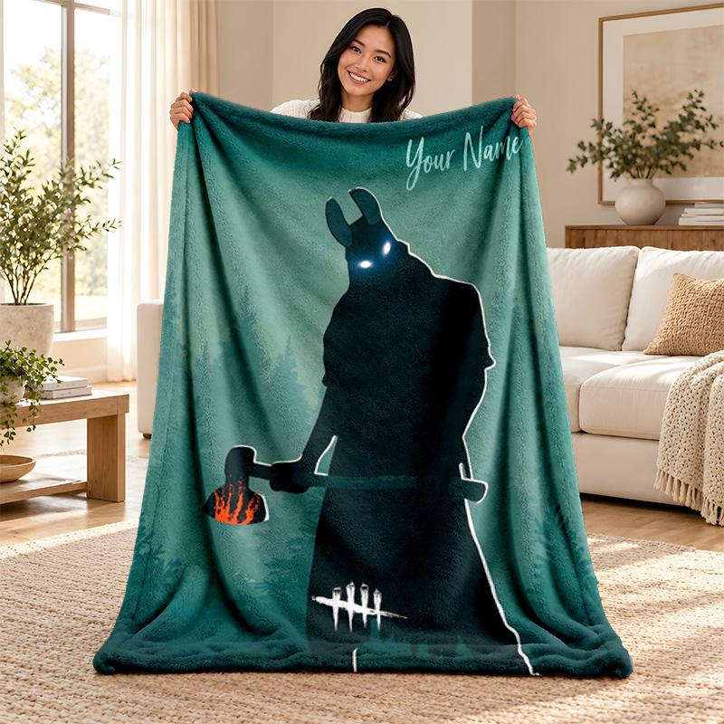 Dead by Daylight Custom Name Fleece Blanket Personalized Soft Cozy Throw Blanket Customized Gift for Birthday Christmas