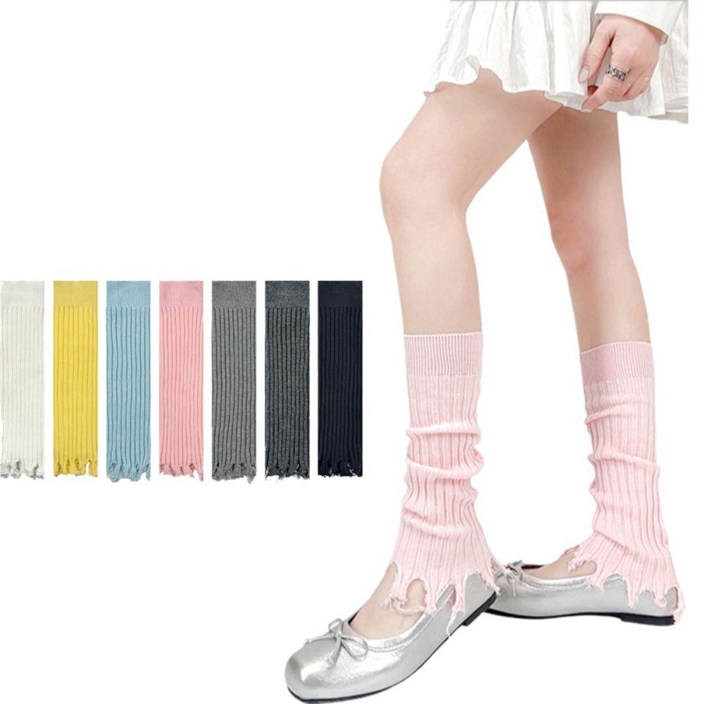 Fashion Wasteland Style Knitted Sock Covers High Elastic Knitted Pile Socks Sweet Style Y2K Socks Girls Fashion