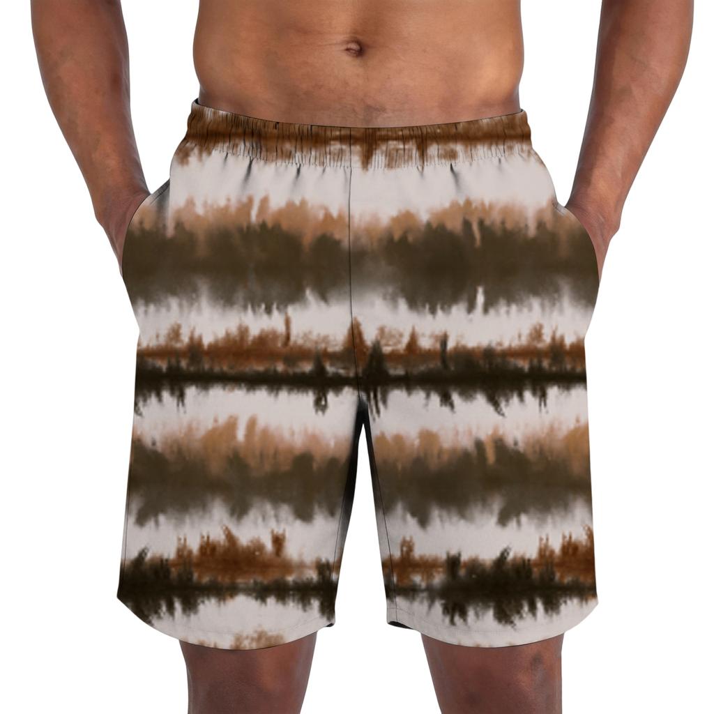 Herren Freizeitshorts mit elastischem Bund, Batikdruck, lockere Passform, leichte Sommer-Strandbekleidung für den täglichen Gebrauch