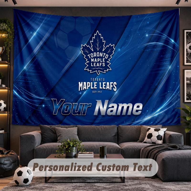 Wall Hanging Tapestry Custom NameToronto Maple Leafs Pattern Personalized Printed Fabric Wall Decor