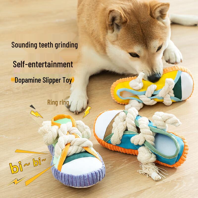 Durable Squeaky Slipper Dog Toy for Small to Medium Dogs