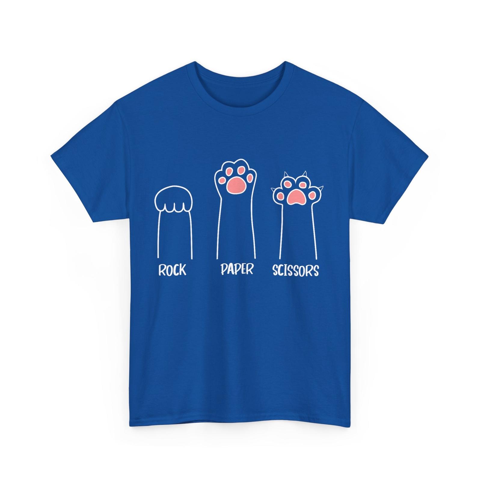 Rock Paper Scissors Hand Game Cute Paw Funny Cat T-Shirt XXXXL