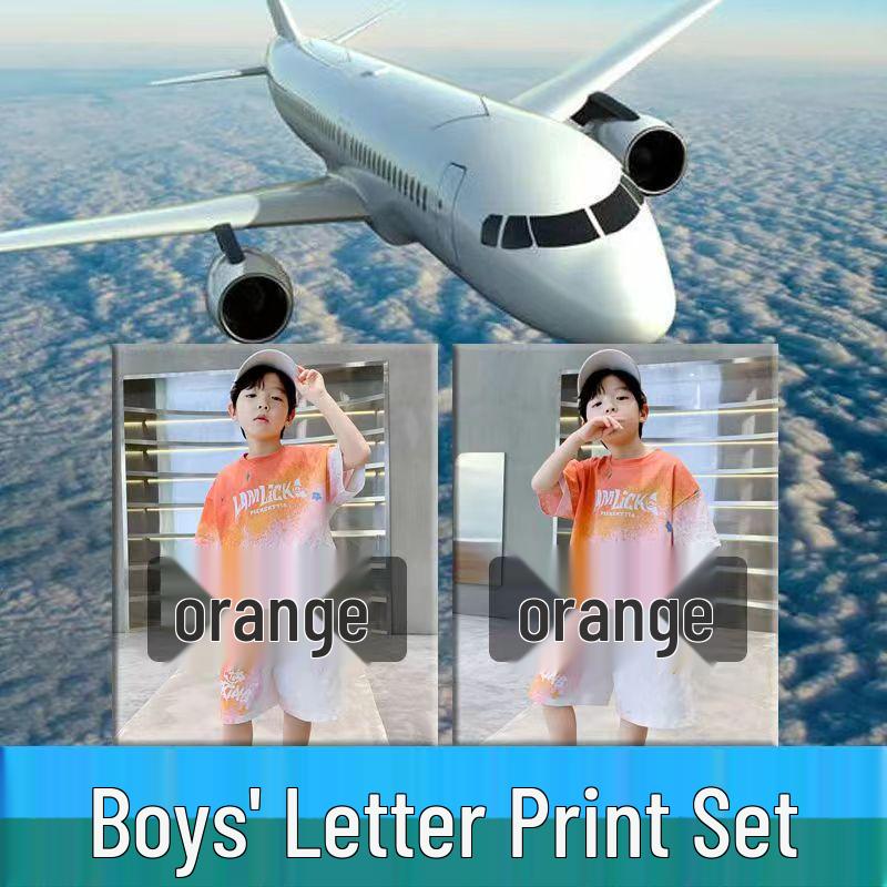 Boys' 2026 Quick-Dry Gradient Sportswear Set: Short-Sleeve Printed Two-Piece Summer Outfit