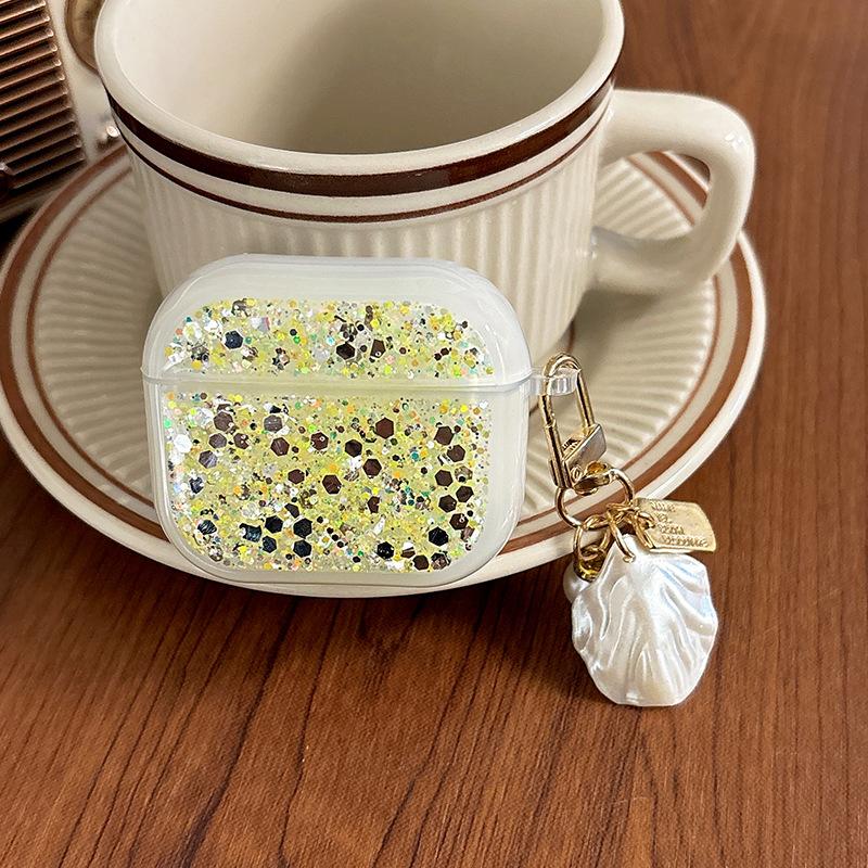 Silver Foil Glitter Sequined Airpodspro2 Bluetooth Headset Cover For Apple Airpods 3 /4 Shell