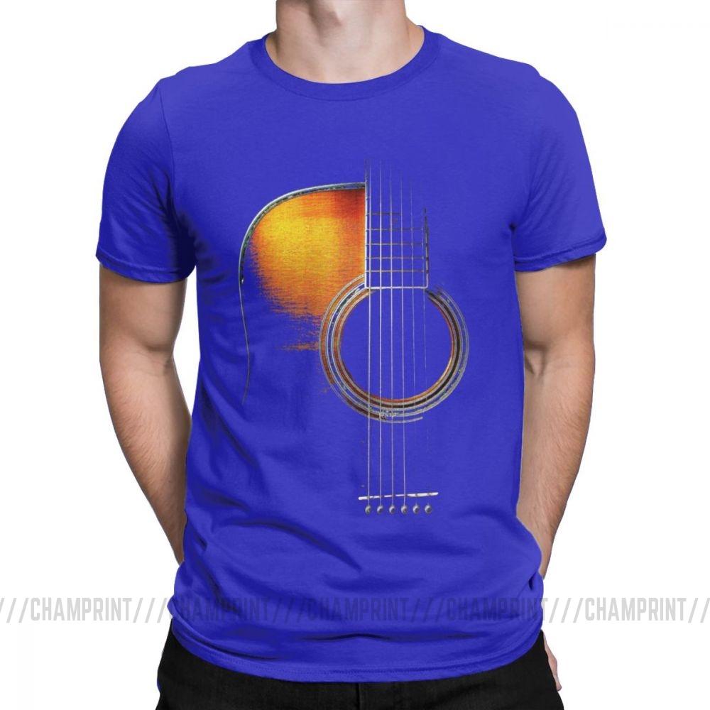 Men T Shirt Acoustic Guitar Hi Lite Music Vintage 100 Cotton Tees Short Sleeve T