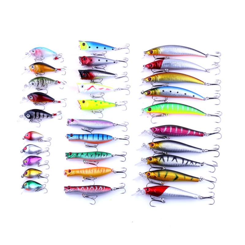 HENGJIA Minnow Fishing Lure Set 30pcs Assorted Sizes Soft Bait Bass Pike Walleye Freshwater Saltwater