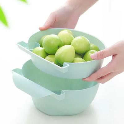 2024 Snack Plate Creative Lazy Snack Bowl Double-layer Snack Kitchen Storage Box Fruit Filter Bowl with Mobile Phone Holder