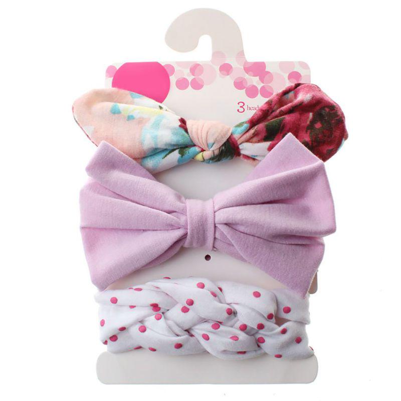 3Pcs/set Knot Rabbit Lovely Beautiful Sweet Headwear Kids Headband Girls Floral Bow Hairband