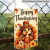 2D Flat, 1pc Thanksgiving Cartoon Bird Floral Aluminum Decorative Sign & Plaque, Thanksgiving Party Wall Decor, Dining Room Wall Art, Kitchen