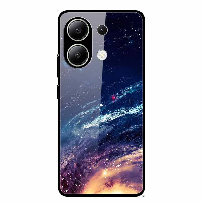 Glass Back Cover For Xiaomi Redmi Note 13 Case Note13 Pro Coque Hard Tempered Glass Case For Redmi Note 13 Pro Case Soft Bumper