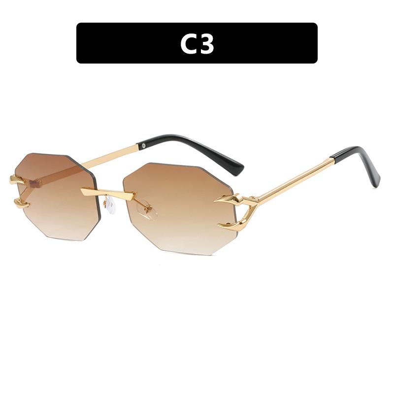 New Women Sunglasses Fun Octagonal Trend Personalized Shades Fashion Retro Frameless Versatile Sunshade Sun Glasses