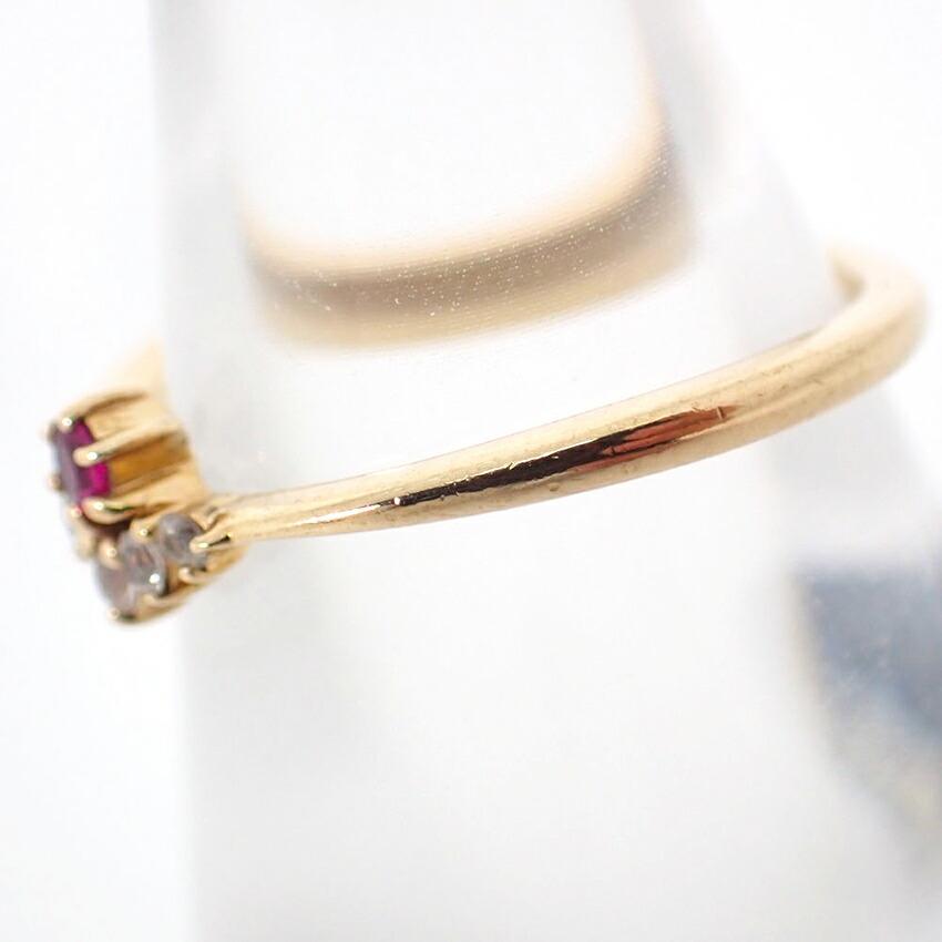 [Pre-owned] K10PG Ruby and White Sapphire Ring/Size 5/j36-4