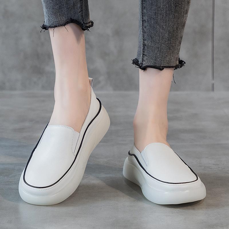 Fashion GKTINOO Women Sneakers Big Size 2025 Spring New Genuine Leather Loafers Hollow Out Women Casual Slip-On Women's Nurse Shoes