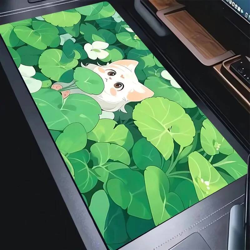 Mouse Pad Anime Green Plants HD Print Mousepad Laptop Catoon Black Cat Gaming Desk Mouse Mat PC Gamer Cabinet Keyboard Pad Gift