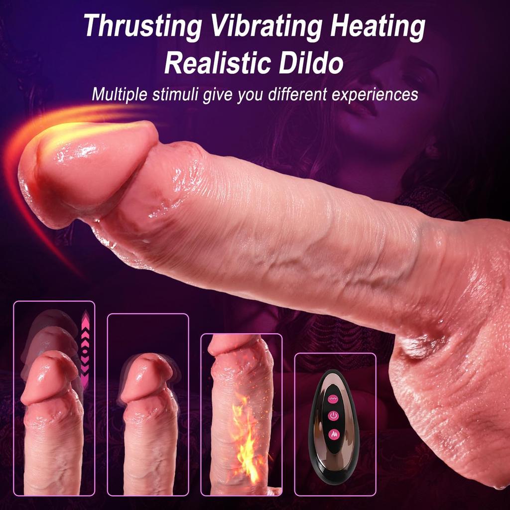 Realistic Dildo Penis Telescopic Vibrator Thrusting Soft Suction Cup Hands-free G-spot Stimulate Clitoris Vagina Massage For Adult Sexy Women Sex Toys