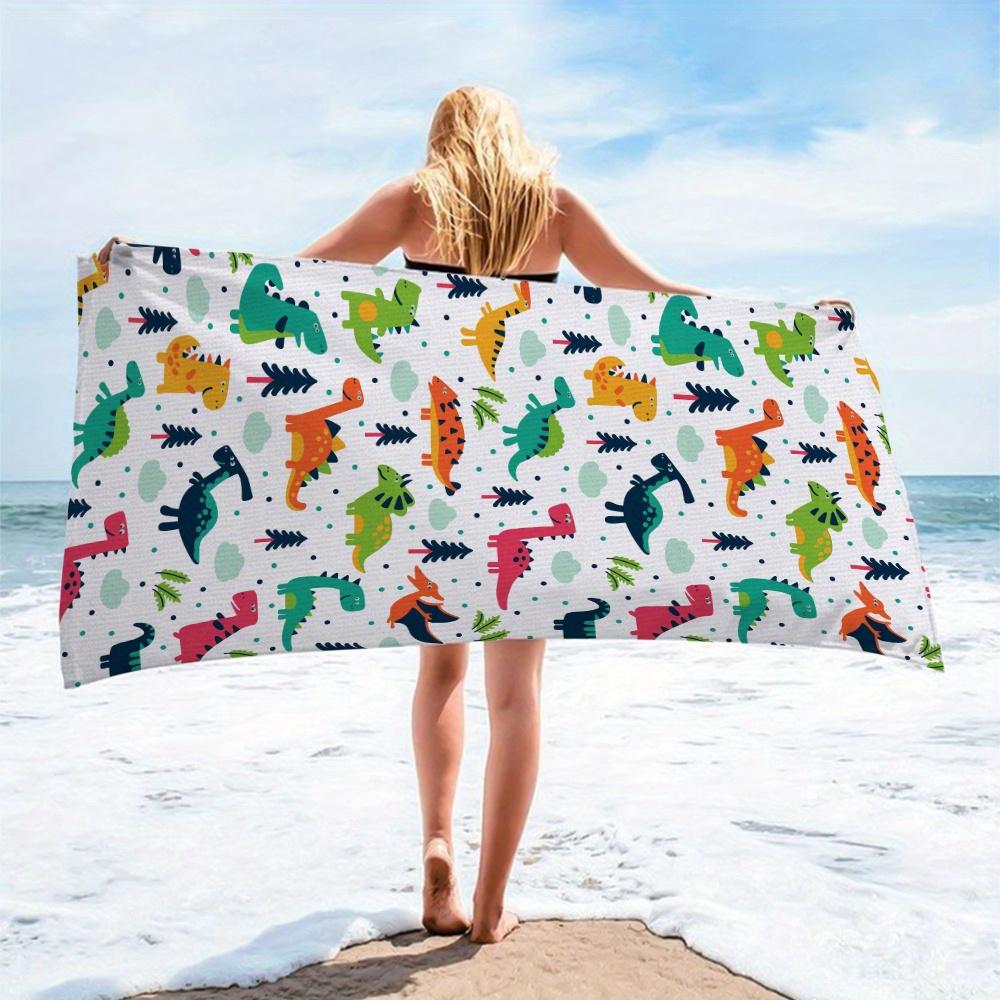 Colorful Dinosaur Pattern Beach Towel Patterned Sunscreen And Windproof Suitable For Swimming Pool Camping Travel Blanket
