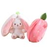 18cm Cosplay Strawberry Carrot Rabbit Plush Toy Stuffed Creative Bag Into Fruit Transform Baby Cuddly Bunny Plushie Doll For Kid
