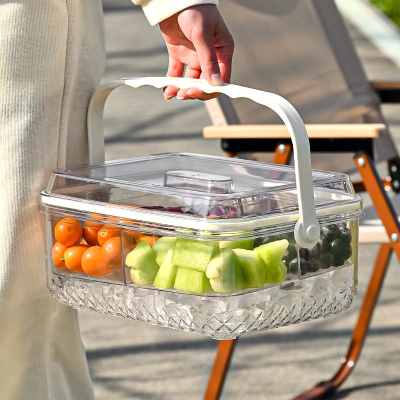 Portable Fruit Storage Bowl with Compartments and Lid