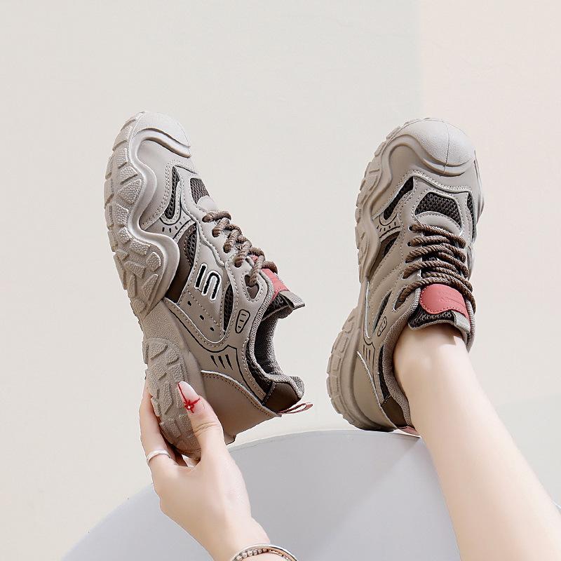 Ins Korean Version of the New Dad Shoes for Women 2025 Spring Student Running Sports Thick-soled Heightening Casual Shoes