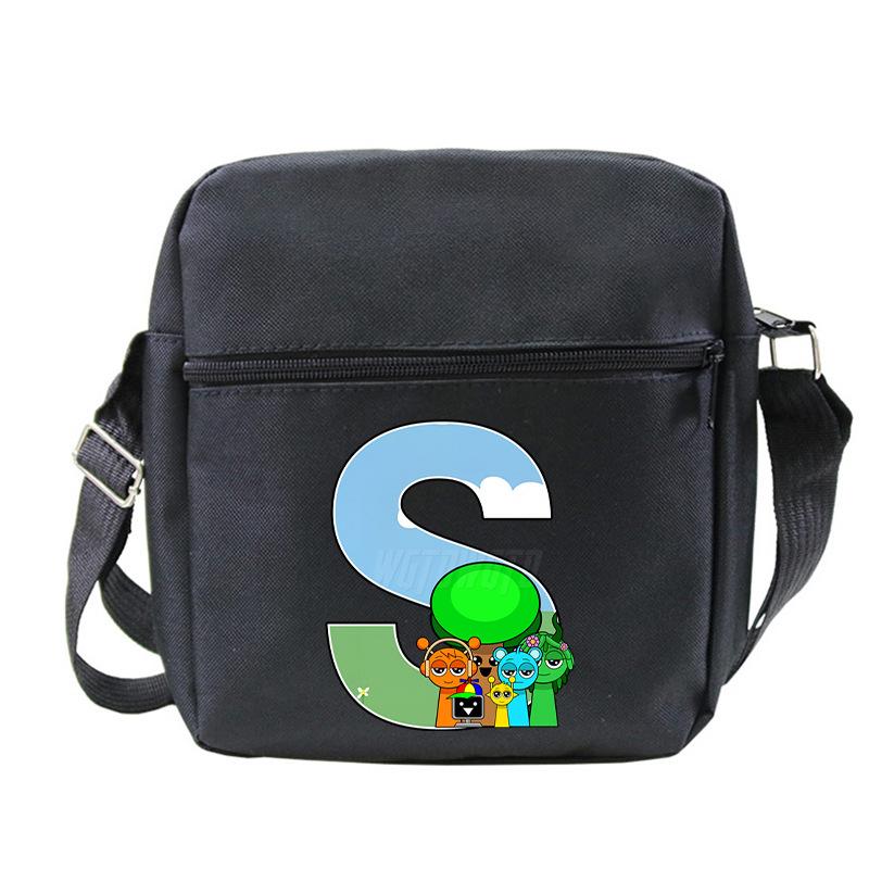 Fashion Children'S Shoulder Bag 26 Letters Personalized Printing Rhythm Box Black Messenger Bag Stationery Bag