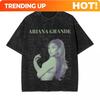 Customization Vintage Pop Music Singer 2024 Ariana Grandes T Shirt Fashion T-Shirts Streetwear Tops Beach Casual Round Neck Over