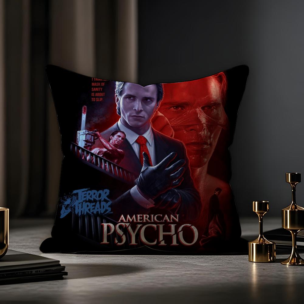 American Psycho Cushion Cover Anti-dustmite Pillowcase Invisible Zipper Silky Short Plush Sofa Cushion Cover