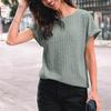 Women's 2025 Short Sleeve Crew Neck T Shirt Casual Loose Ribbed Knit Pullover Sweater Tops Summer Spring Outfits Gifts