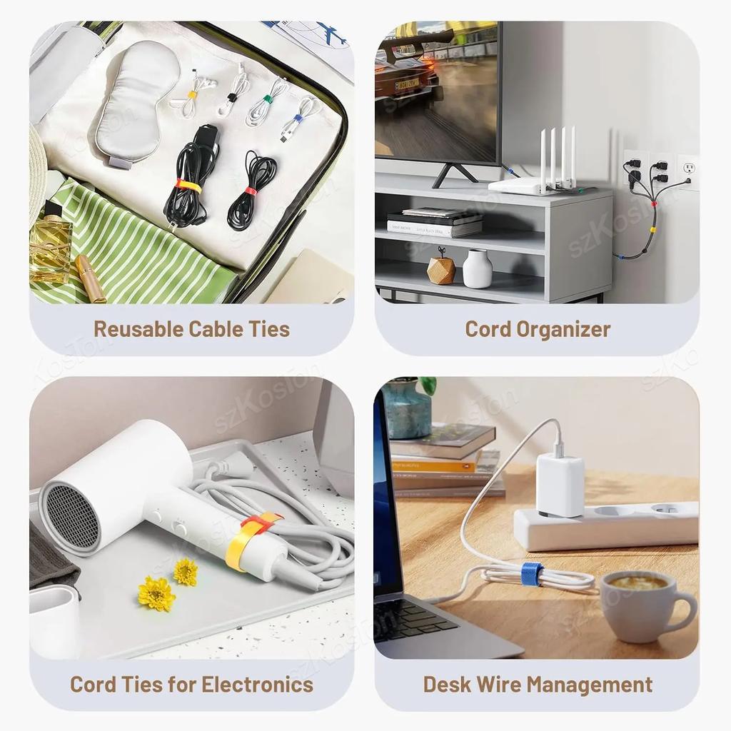 10/20/5pcs Releasable Cable Ties Wire Organizer Fastening Reusable Cable Tie Straps Nylon Hook Loop Wire Tie Cable Winder Tape
