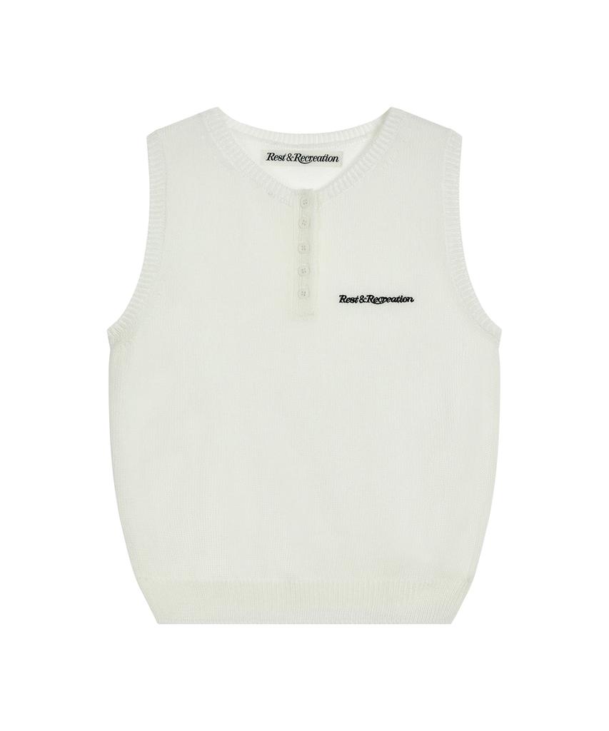REST&RECREATION Half Button-Up Knit Vest - Ivory