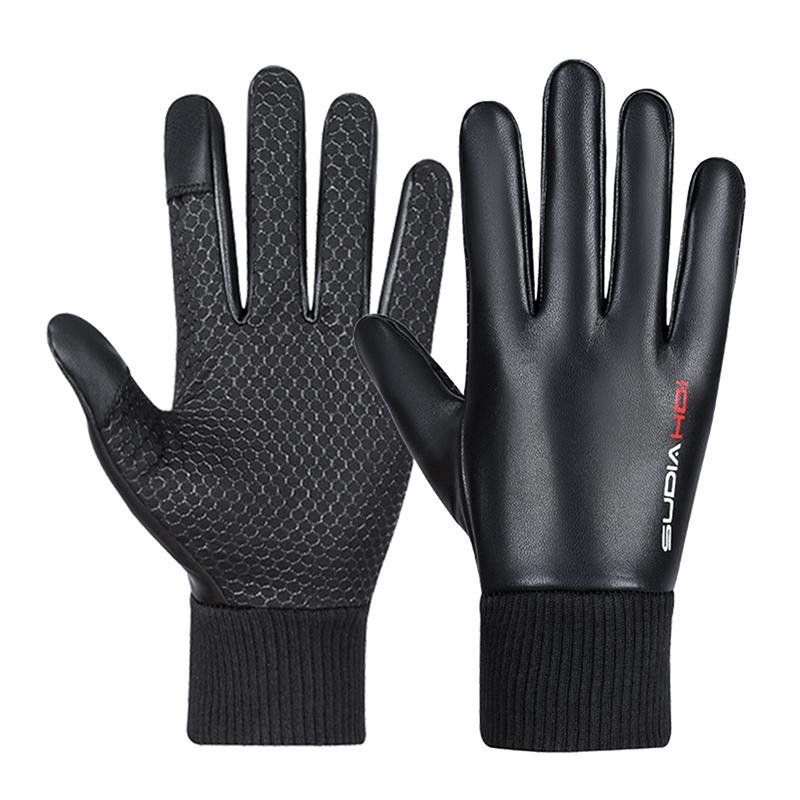 

Waterproof Winter Gloves For Motorcycle 2 Finger Flip Windproof Women Men Gloves Velvet Warm Protection Pu Leather Sport Gloves