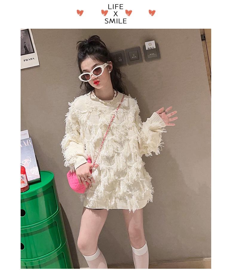 Pulover cu ciucuri la modă pentru fete, lucrat manual - Colecția Toamnă/Iarnă 2025