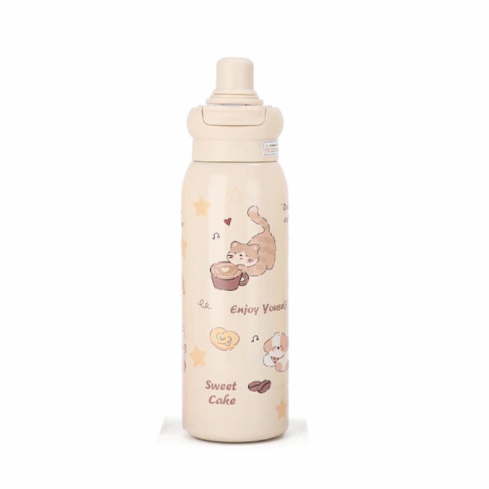 Leak Proof 600ml Insulated Bottle Small Mouth Coffee Thermos Mug Cartoon Vacuum cup  New Year Gift