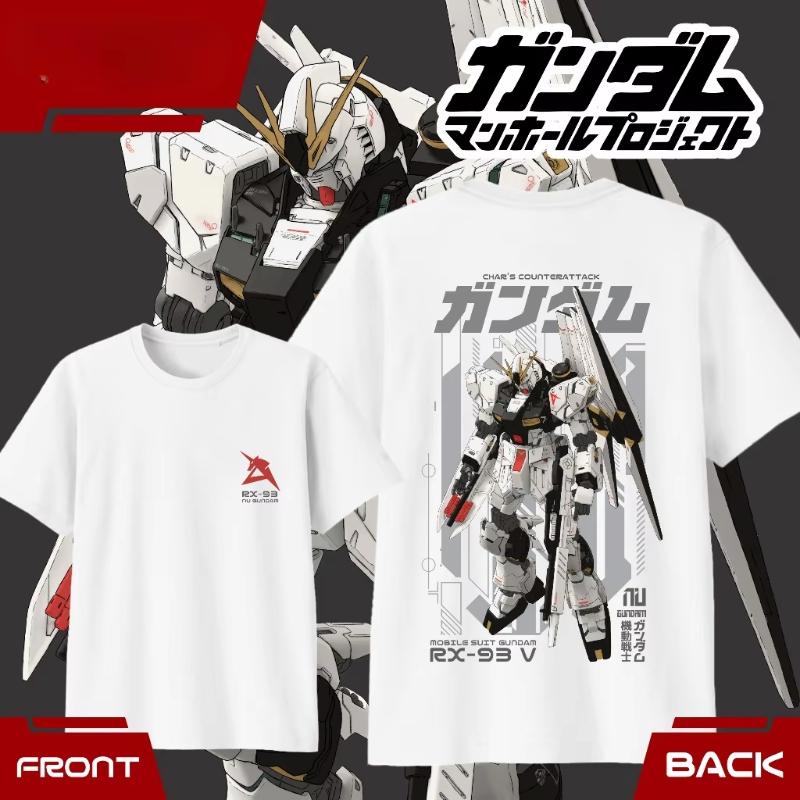 Gundam Anime Printing Oversized Cotton Tshirt Men and Women Comfortable Fashion Street Y2K Summer Absorb Sweat Loose Tshirt