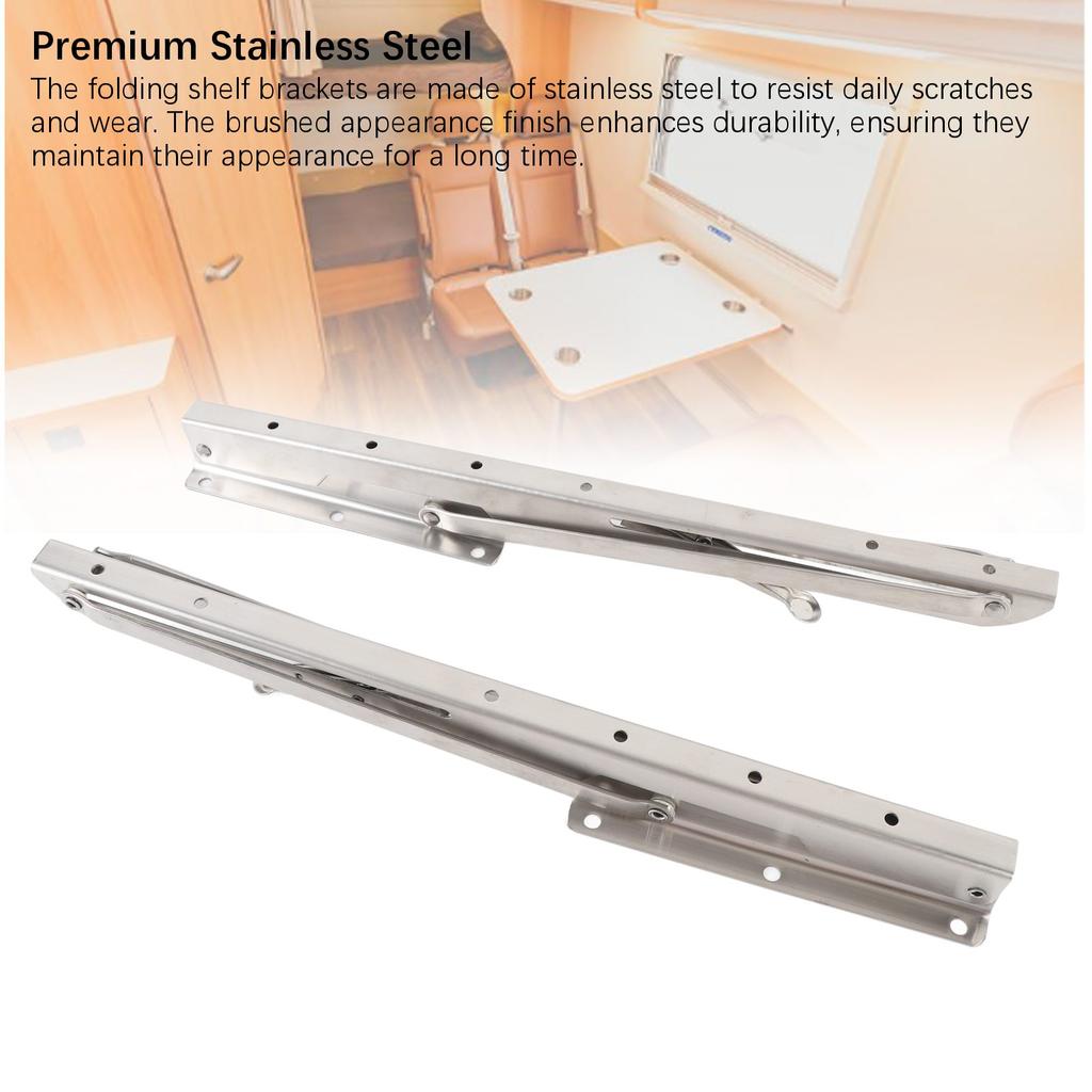 Folding Bench Table Wall Shelf 15.6 Inch Heavy Duty Stainless Steel Wall Mounted Shelf Hinge Bracket for Bench Table
