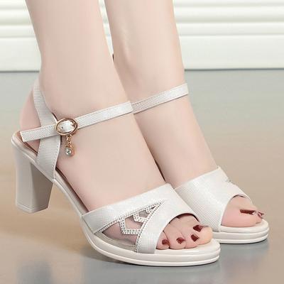Nuove Eleganti Scarpe a Punta Aperta Tacco Grosso Scarpe Alte da Donna Tacchi Alti Festa Ufficio Sandali da Donna Sandali