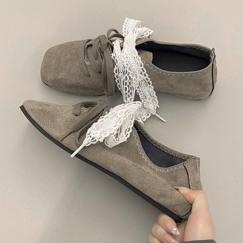 

Niche design sense ретро квадратная головка коричневые мокасины одинарные туфли женские весенние балетки стиль внутренний рост увеличение обувь на платформе весна и осень 40 серый