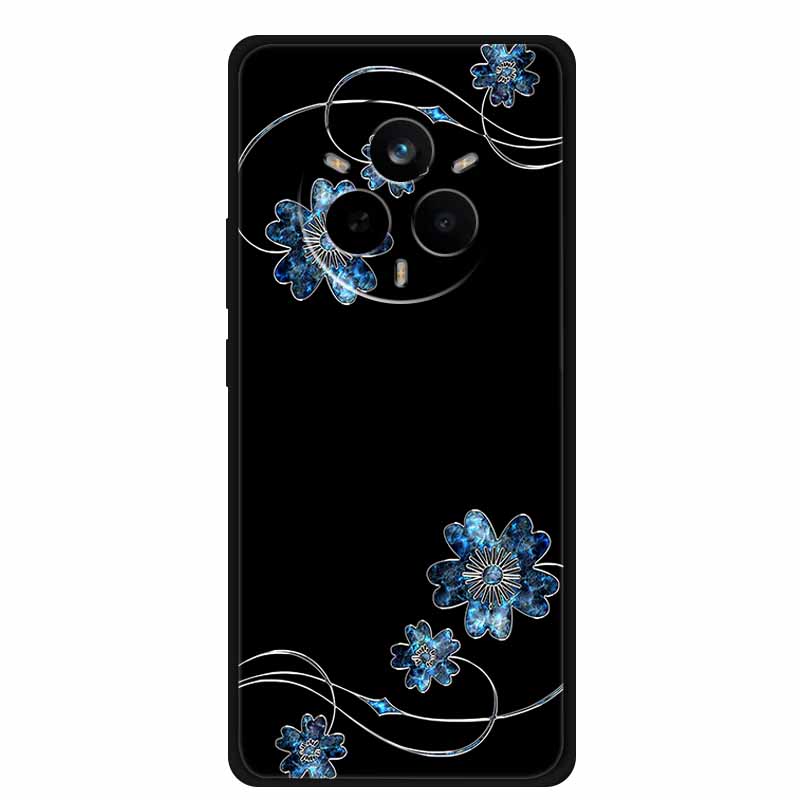 For Realme 14 Pro Case Luxury Phone Cover For Realme 14 Pro+ Cute Floral Black Silicone Soft Case TPU Funda Realme 14 Pro Plus
